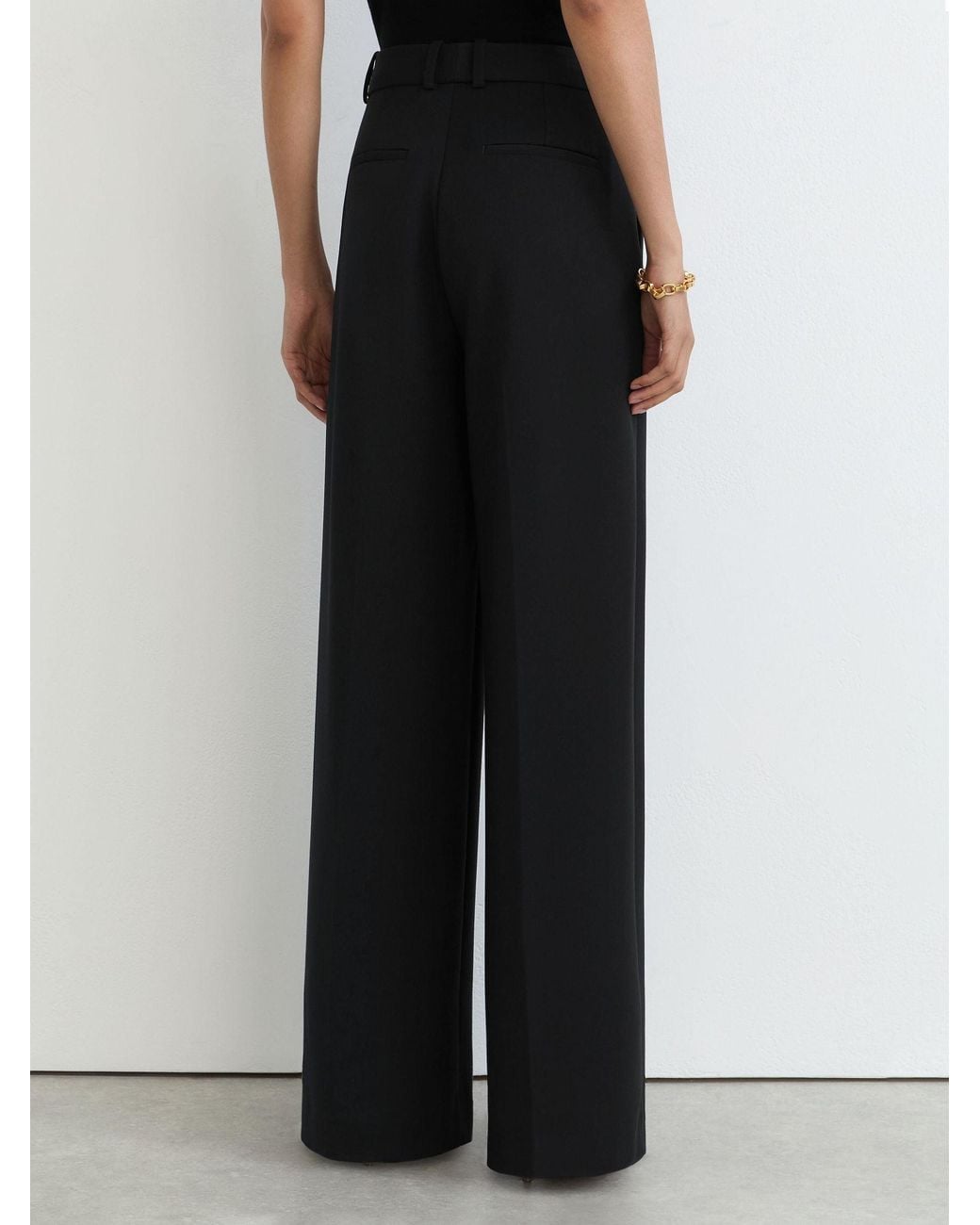 Reiss Black Tall Wide-Leg Suit Trousers