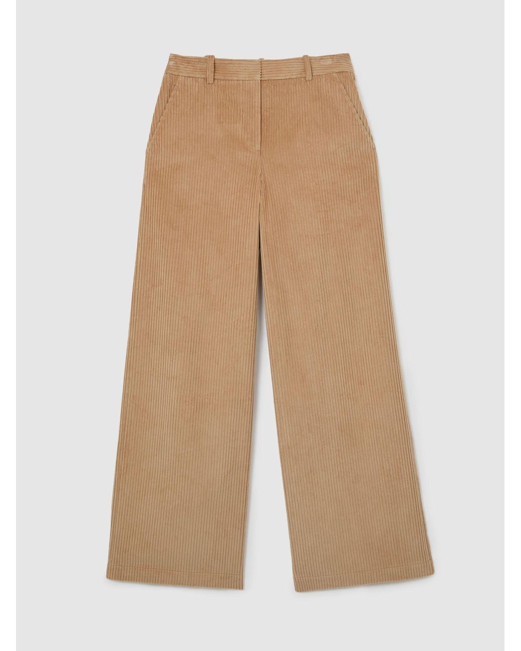 Reiss Natural Stanton - Camel Cotton Corduroy Wide-leg Trousers, Us 4 Regular