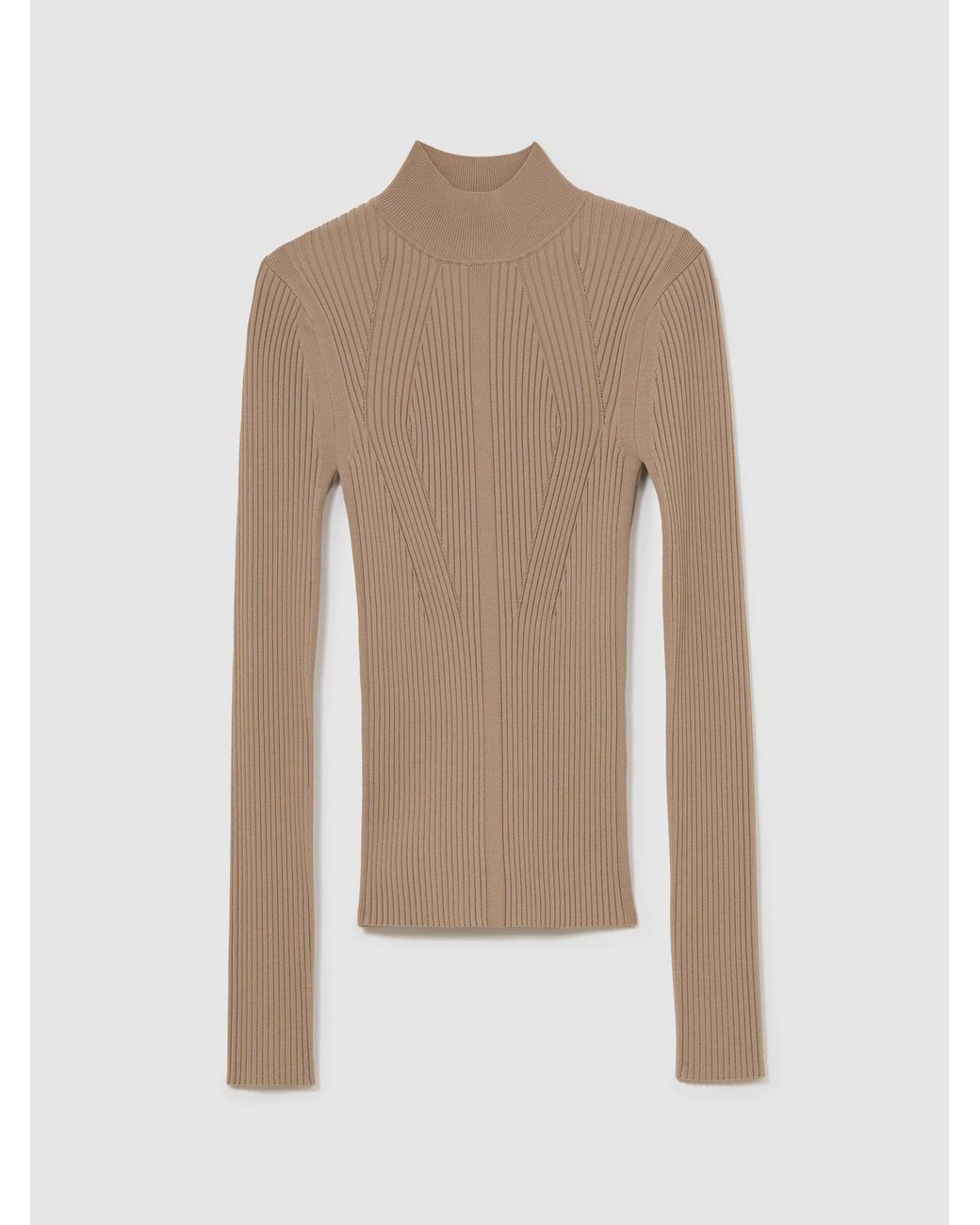 Reiss Natural Rib-Knit Mock-Neck Jumper
