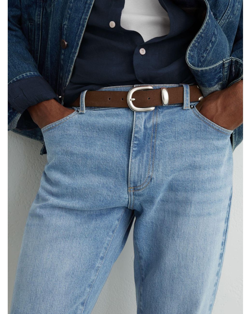 Reiss Blue Cotton-Blend Slim-Fit Jeans for men