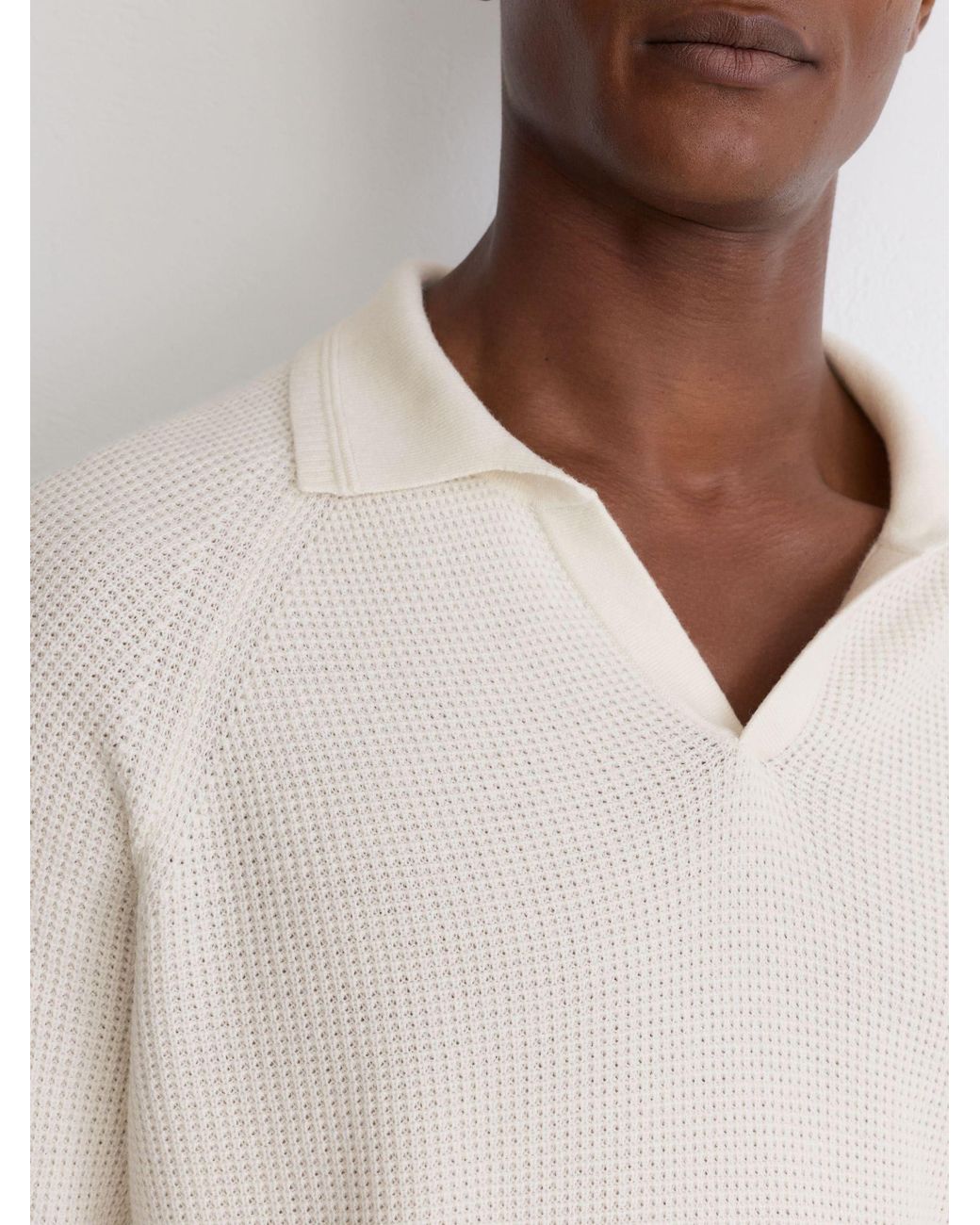 Reiss White Textured-Knit Open-Collar Jumper With Wool for men