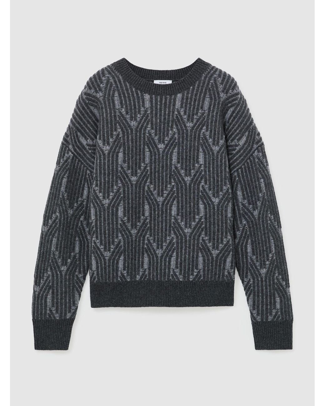 Reiss Gray Leah - Grey Wool-cashmere Jacquard-knit Jumper, Xs (us 2)