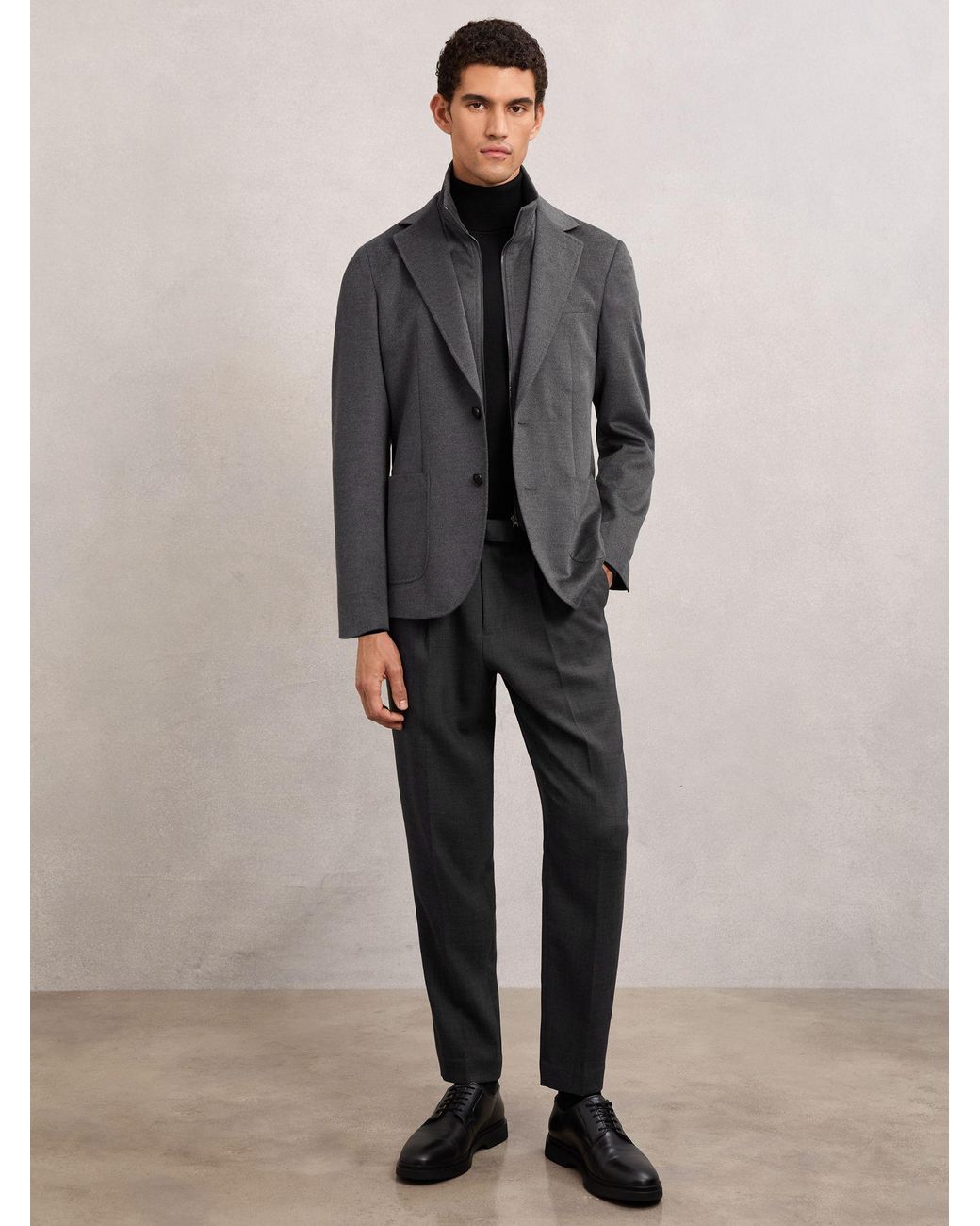 Reiss Gray Patch Single-Breasted Blazer With Gilet Insert Tailored-Fit for men