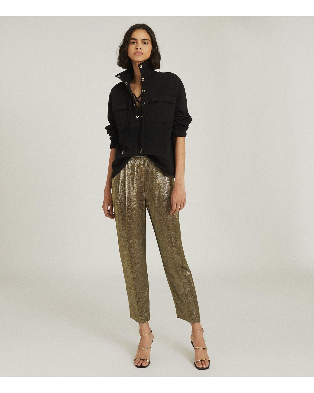Shimmer Tapered Trousers in Gold 