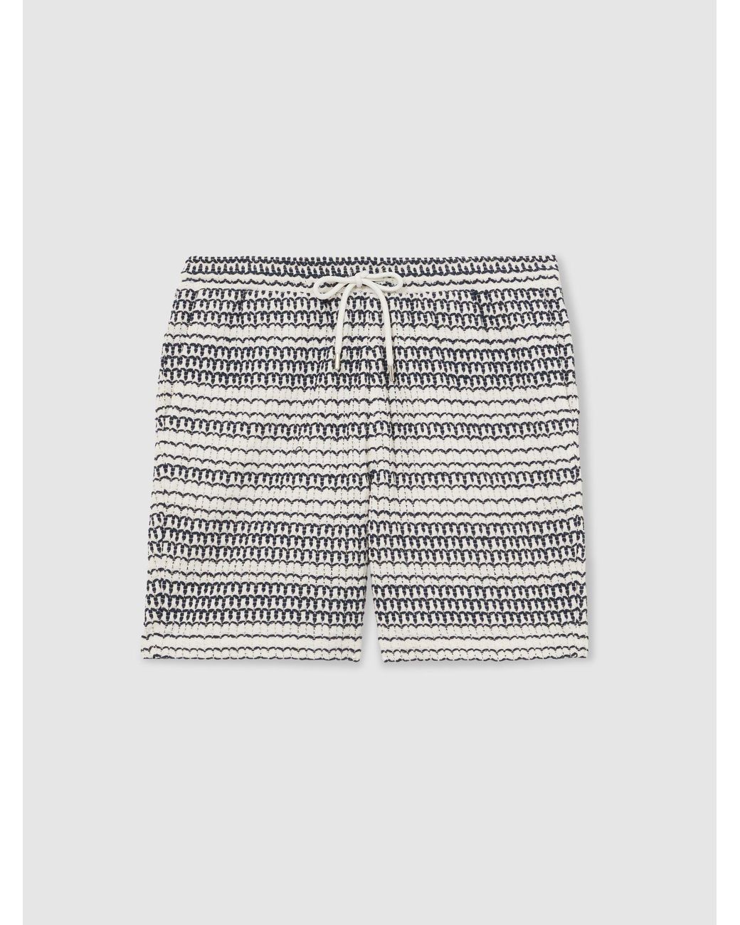 Reiss Natural Haze Crochet Drawstring Shorts for men