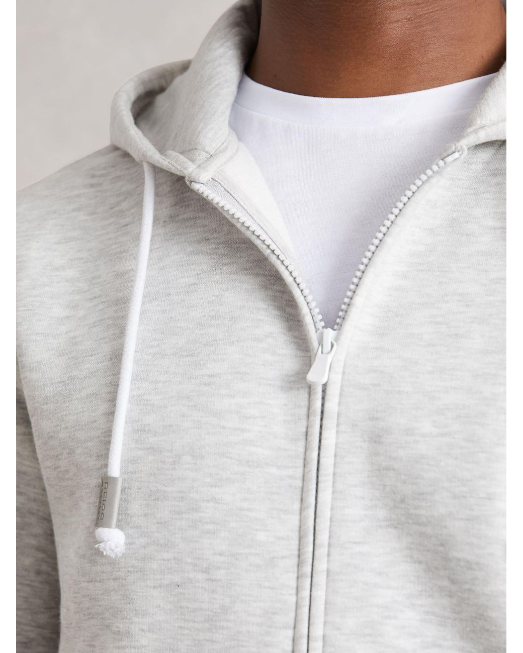 Reiss Natural Cotton-Blend Zip-Through Hoodie for men