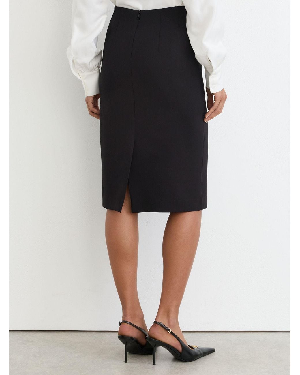 Reiss White Veronica High-Rise Pencil Midi Skirt