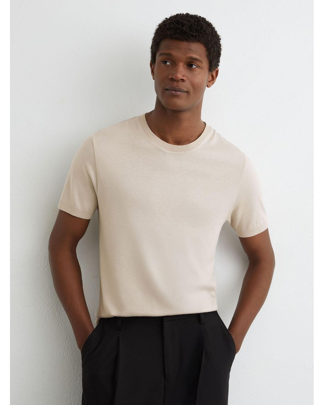 Reiss White Cotton- Crew-Neck Modern-Fit T-Shirt for men