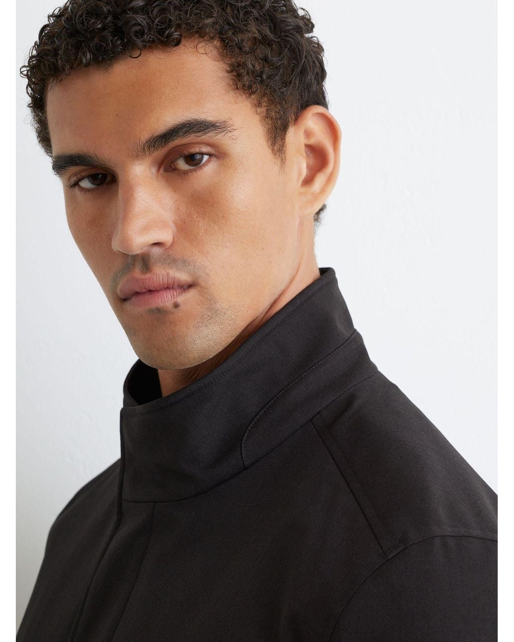 Reiss Flaye - Black Hybrid Gilet-insert Funnel-neck Overcoat, M for men