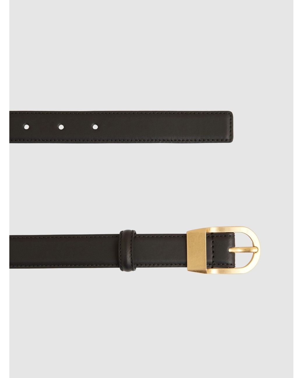 Reiss Black Leather Curved-Buckle Belt
