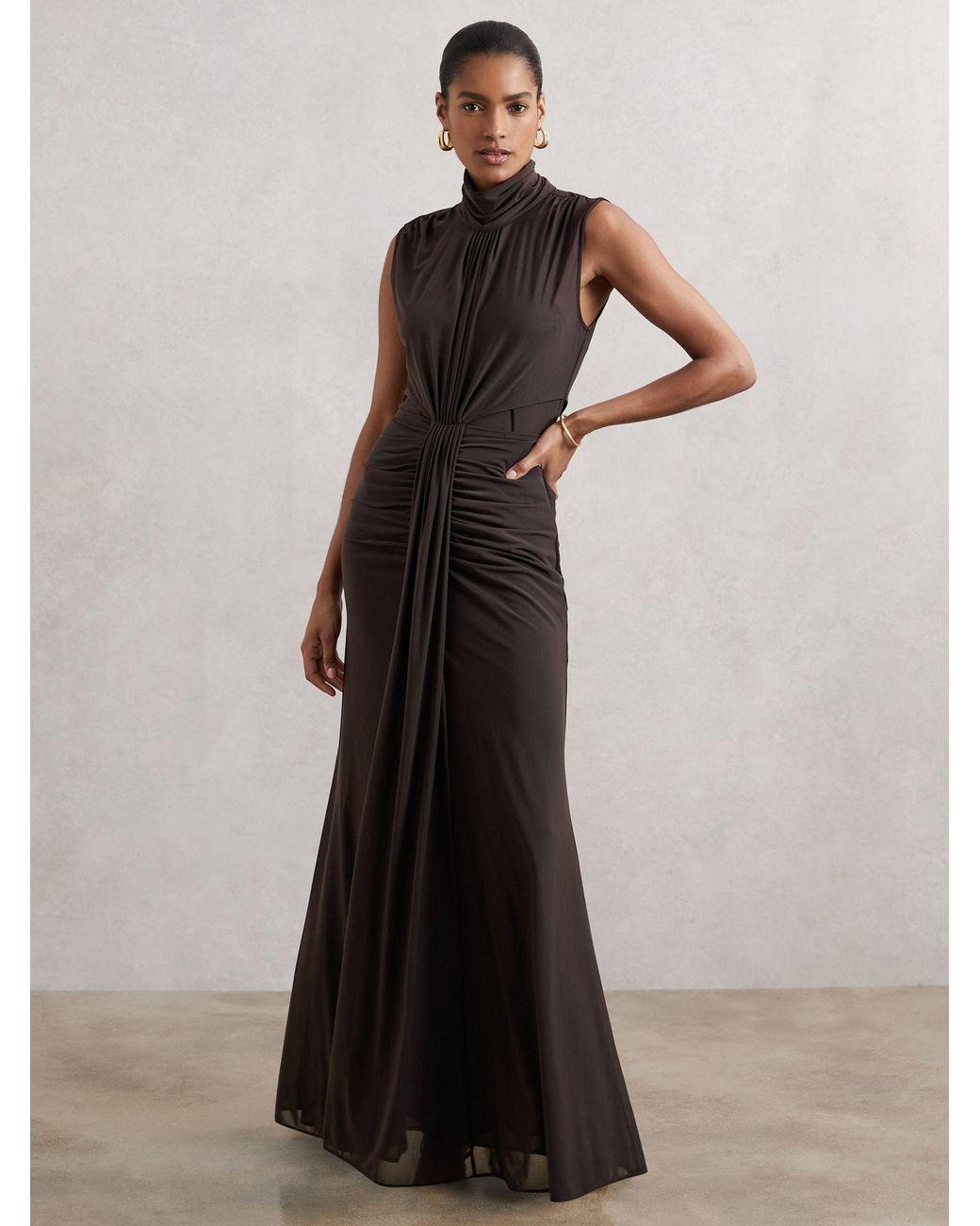 Reiss Ruched Sleeveless Maxi Dress Lyst UK