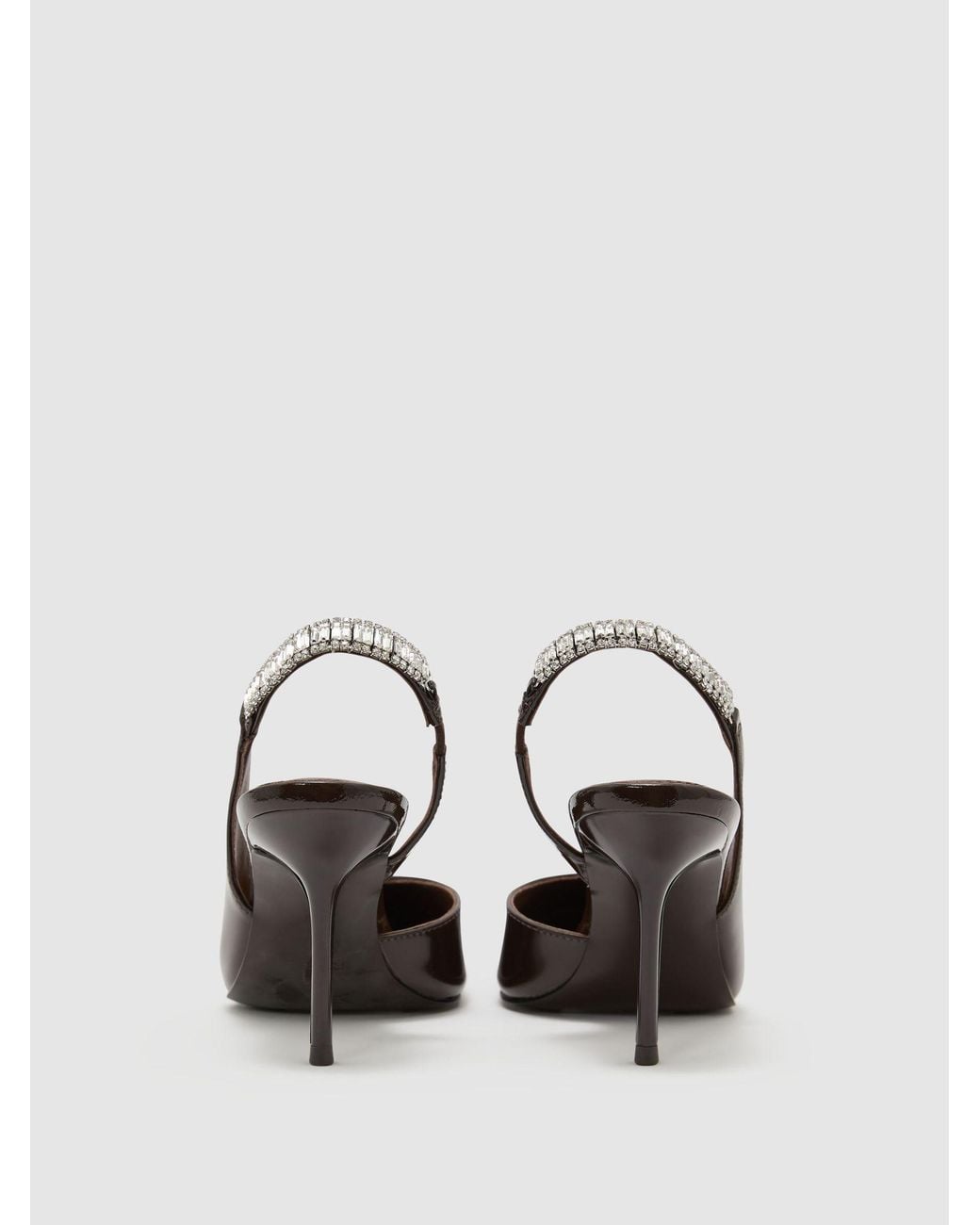Reiss White Patent Leather Crystal-Slingback Court Shoes