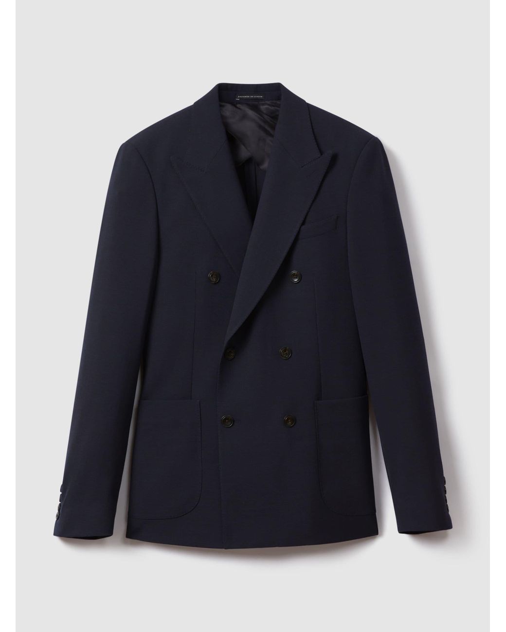 Reiss Blue Double Breasted Suit Blazer Slim Fit for men