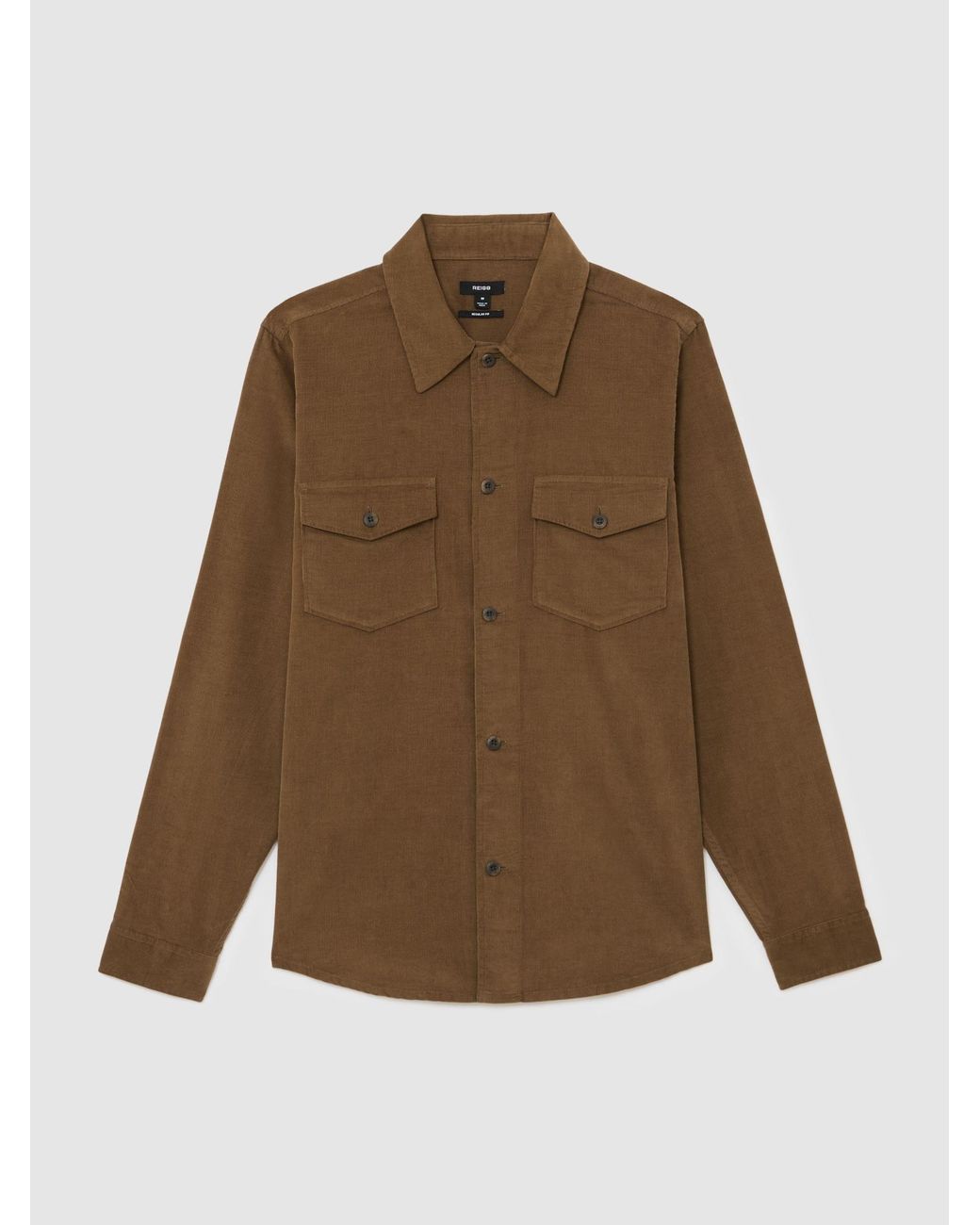Reiss Brown Corduroy Twin-Pocket Overshirt for men