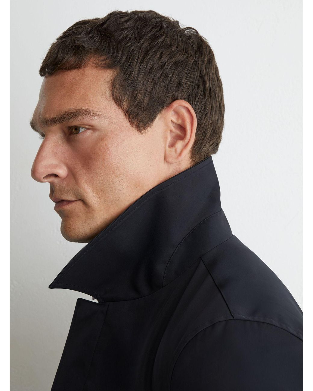 Reiss Blue Technical Long Zip-Through Jacket for men