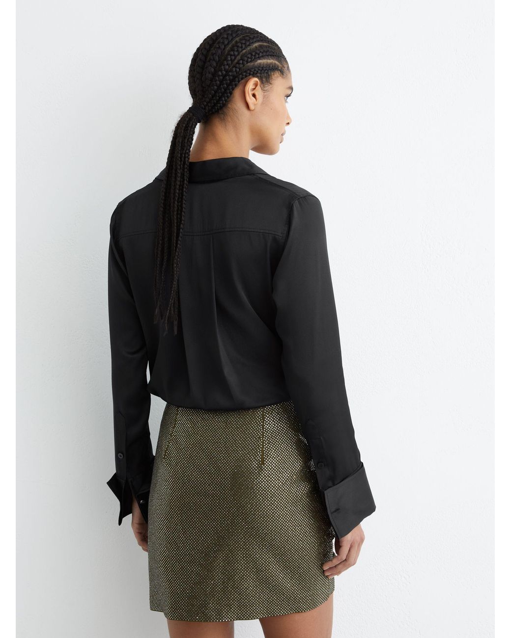 Reiss Green Crystal-Embellished Ruched Mini Skirt