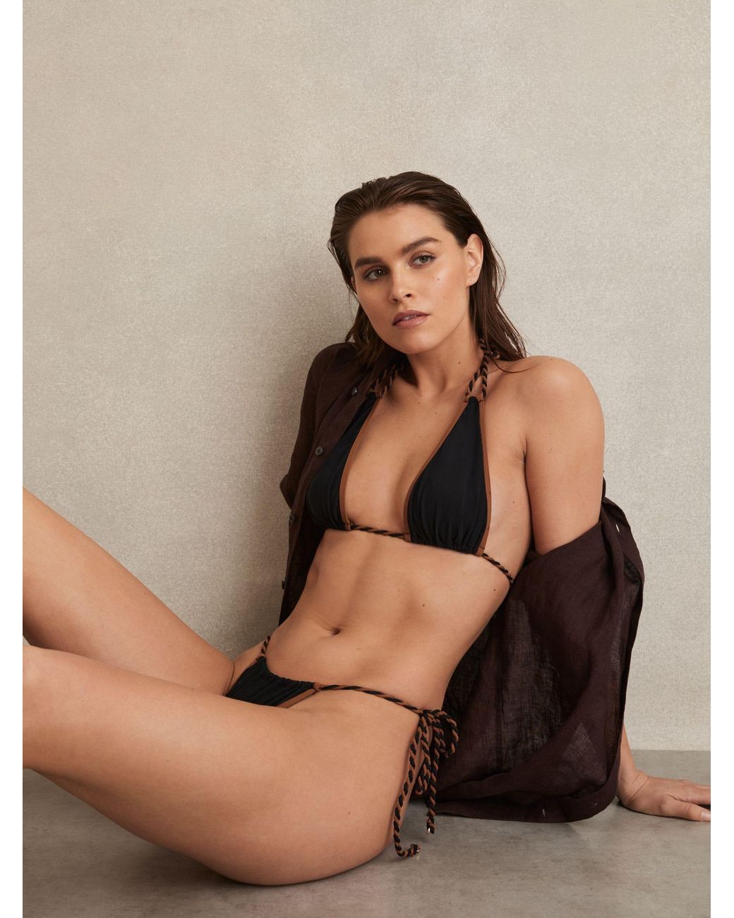 Reiss Natural Triangle Twist-Strap Bikini Top