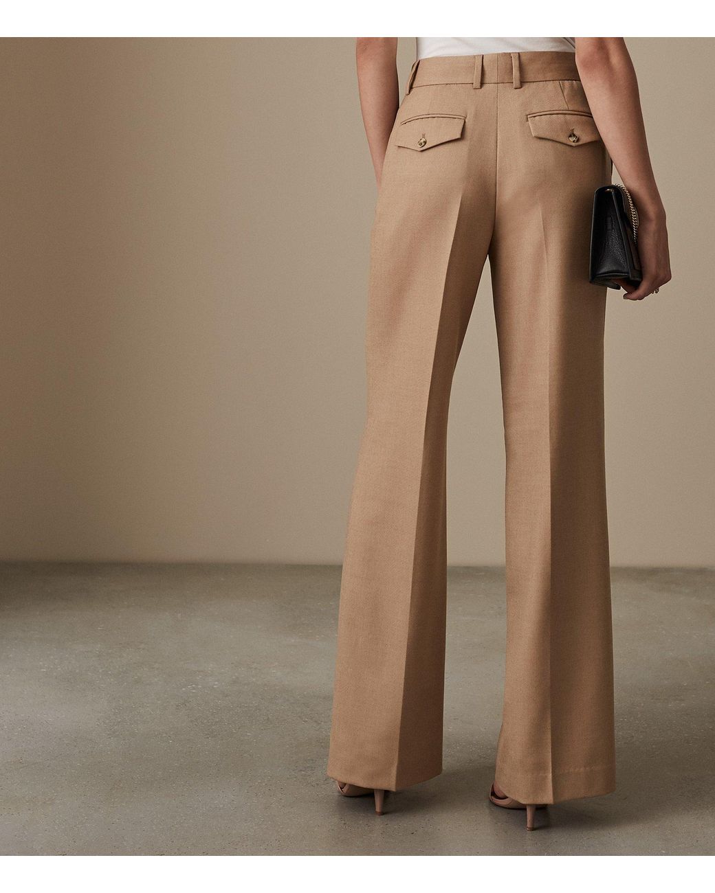 Reiss Wool Beck - Wide Leg Trousers in 