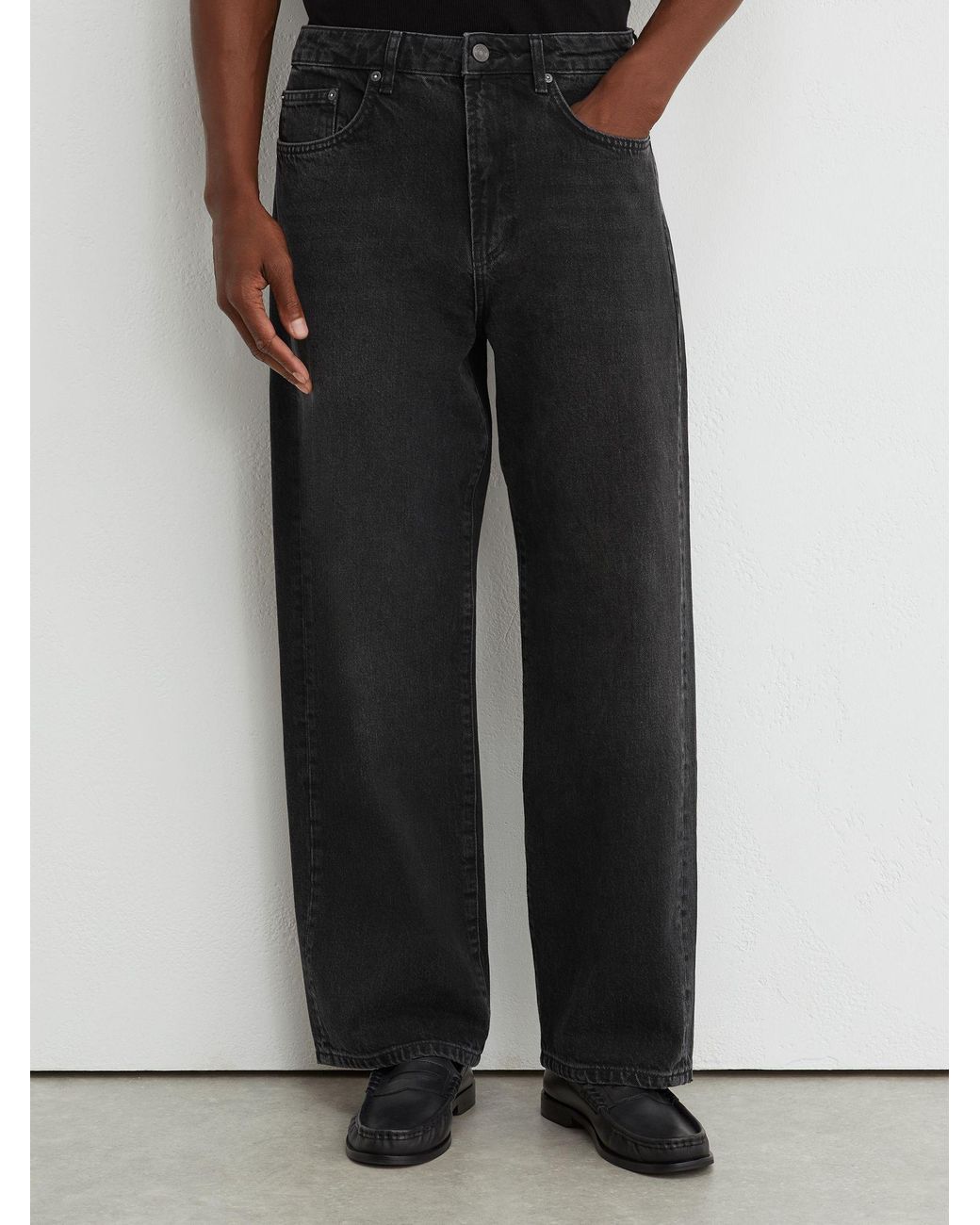 Reiss Black Baggy-Fit Jeans for men