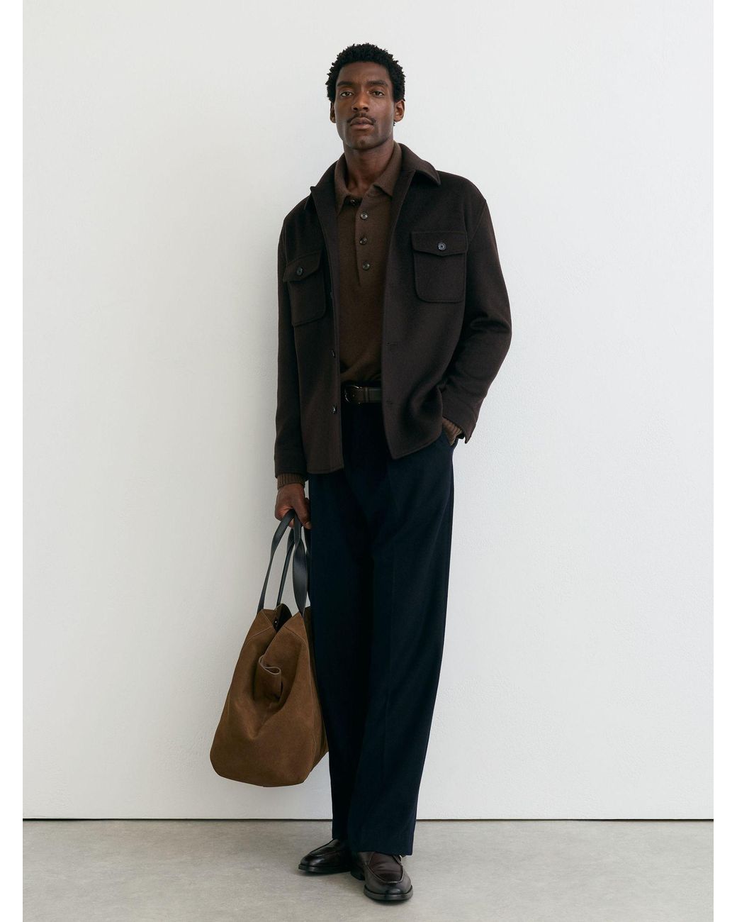Reiss Black Liam - Dark Brown Wool-blend Twin-pocket Overshirt, M for men