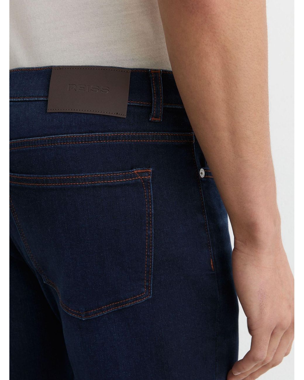Reiss Blue Bleaker - Washed Dark Indigo Skinny-fit Jeans, 32 for men