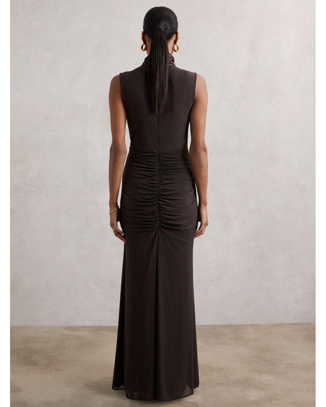 Reiss Multicolor Ruched Sleeveless Maxi Dress