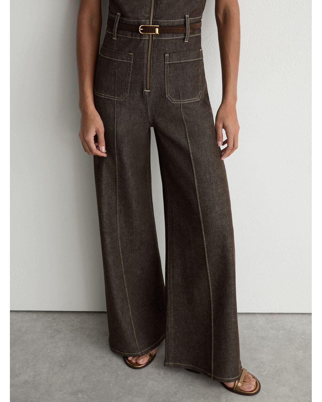 Reiss Multicolor Petite Denim Wide-Leg Jumpsuit