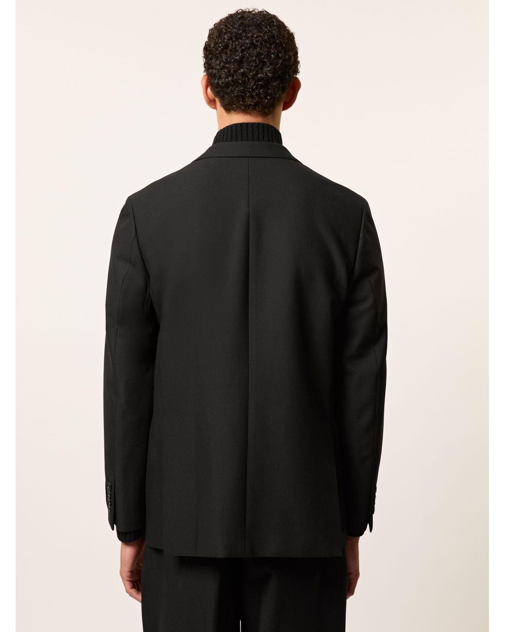 Reiss Black Arley Monogram Relaxed Single-Breasted Blazer for men
