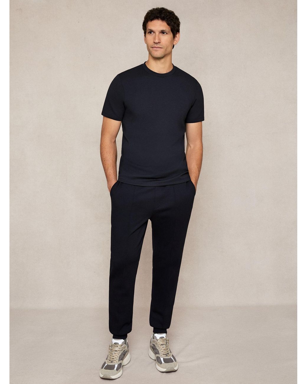 Reiss Blue Bradley Premium-Interlock Modern-Fit T-Shirt for men