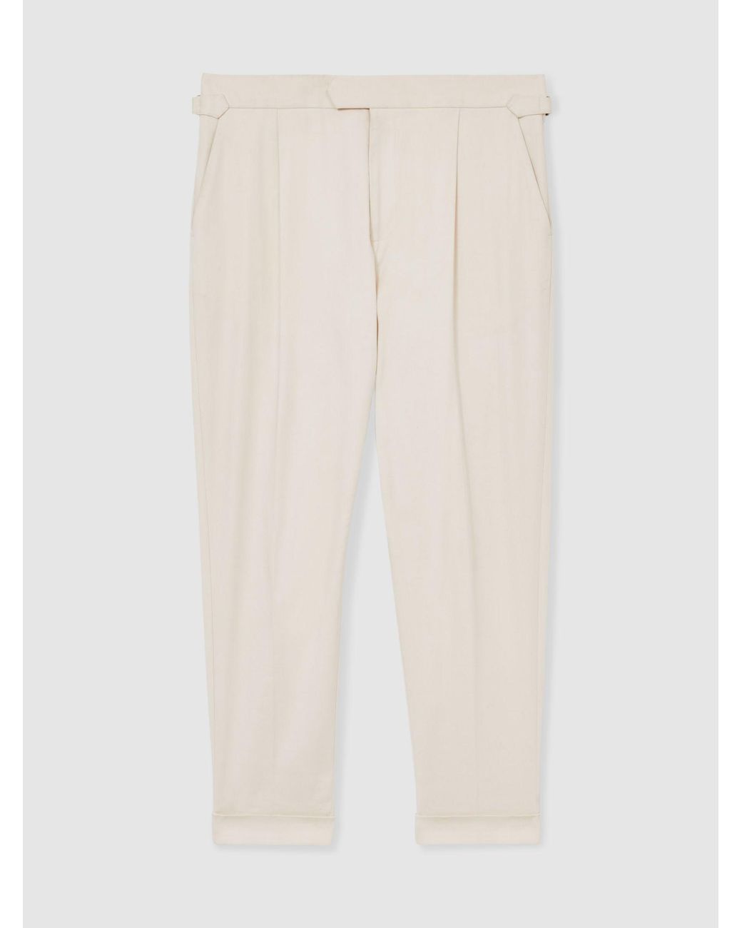 Reiss Natural Cantwell - Stone Stretch-cotton Tapered Trousers, 34 for men