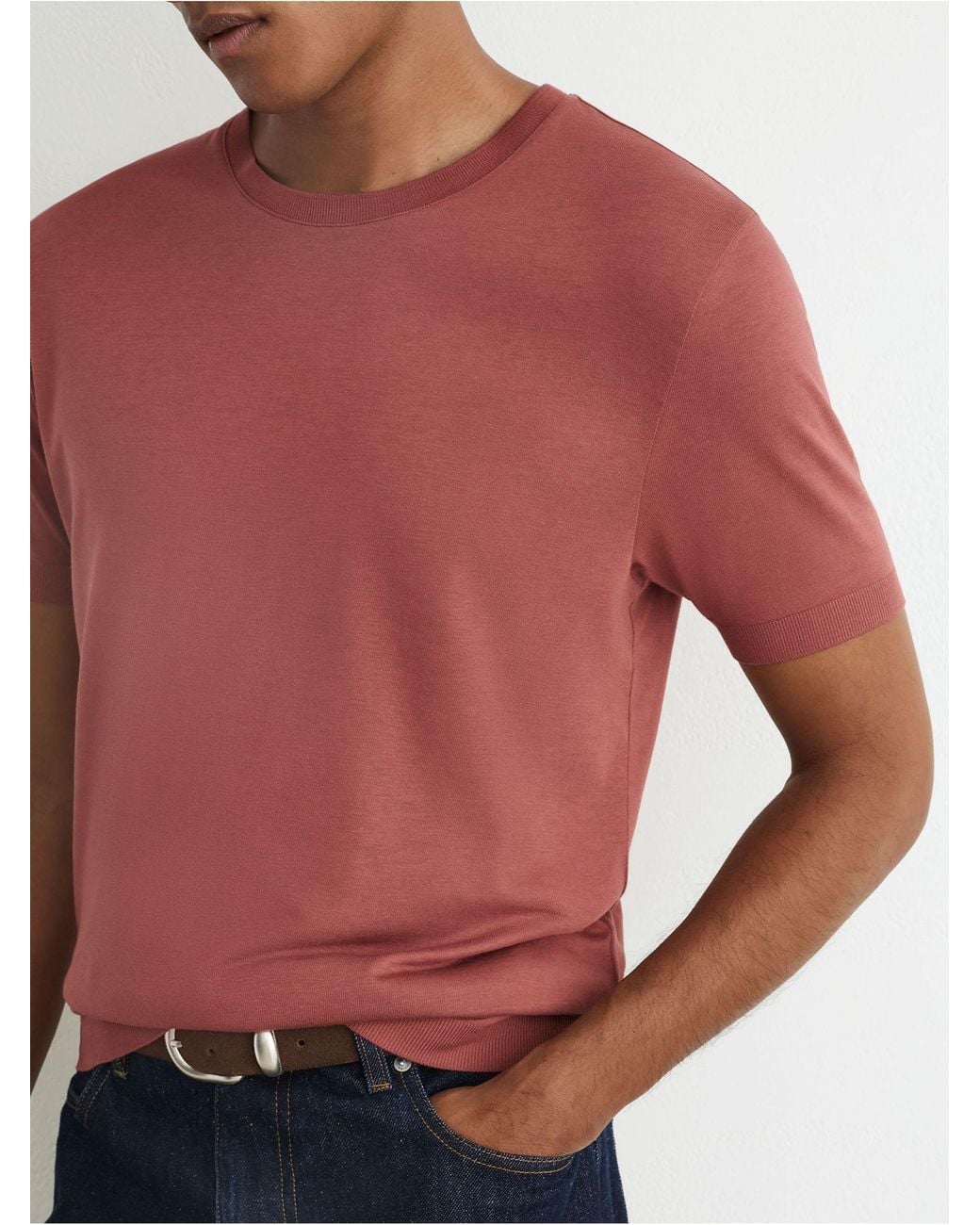 Reiss Red Cotton- Crew-Neck Modern-Fit T-Shirt for men