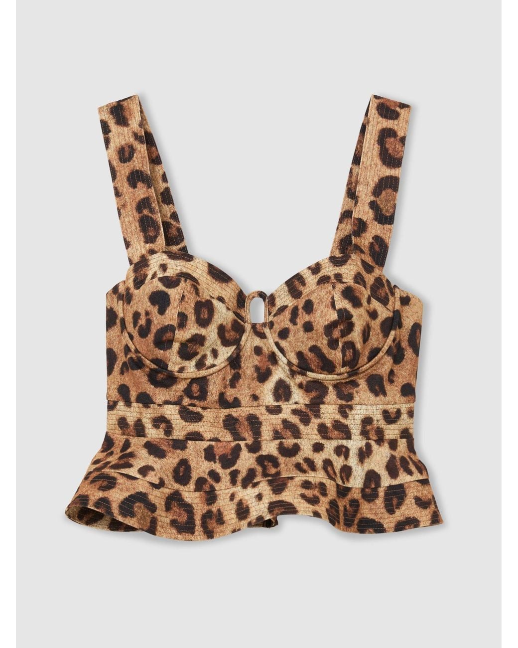 Reiss Natural Cotton Leopard-Print Bustier Top
