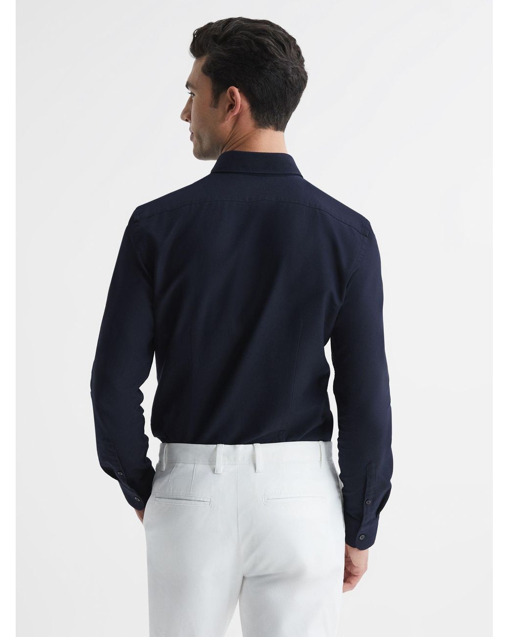 Reiss Blue Greenwich - Navy Soft Wash Button Down Oxford Shirt, L for men