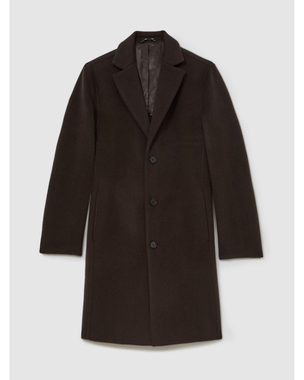 Reiss Black Wool-Blend Single-Breasted Epsom Coat for men