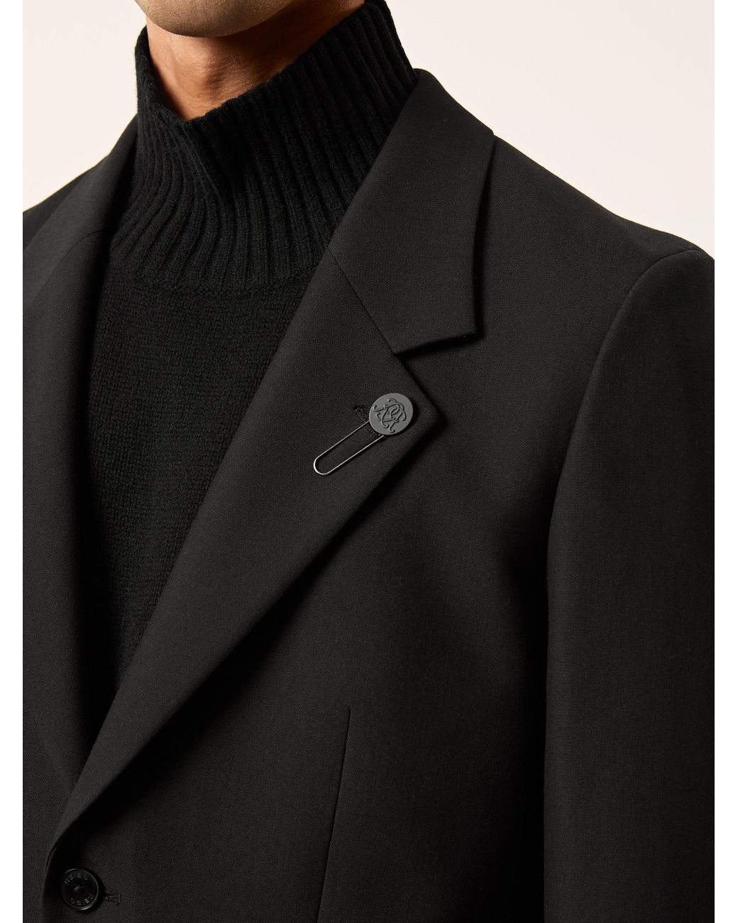 Reiss Black Arley Monogram Relaxed Single-Breasted Blazer for men