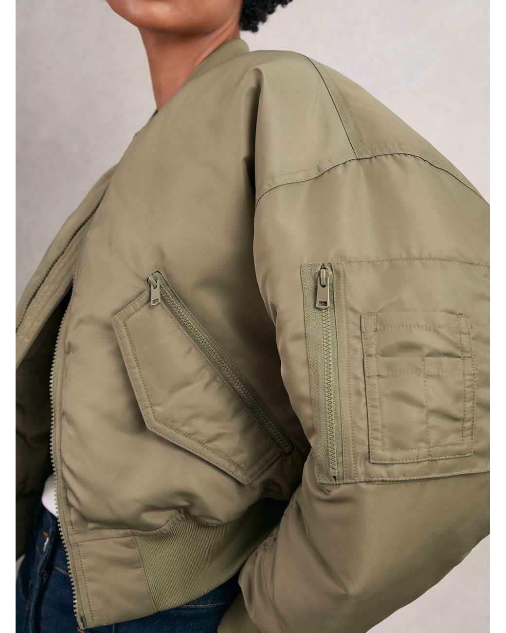 Reiss Black Technical Puffer Bomber Jacket