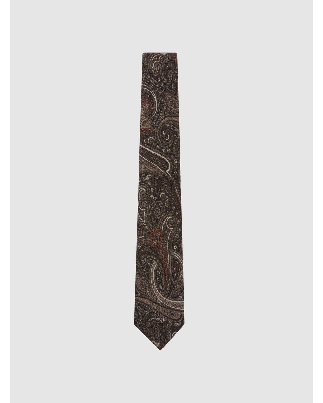 Reiss Cesare - Brown Wool Paisley-print Tie, One for men