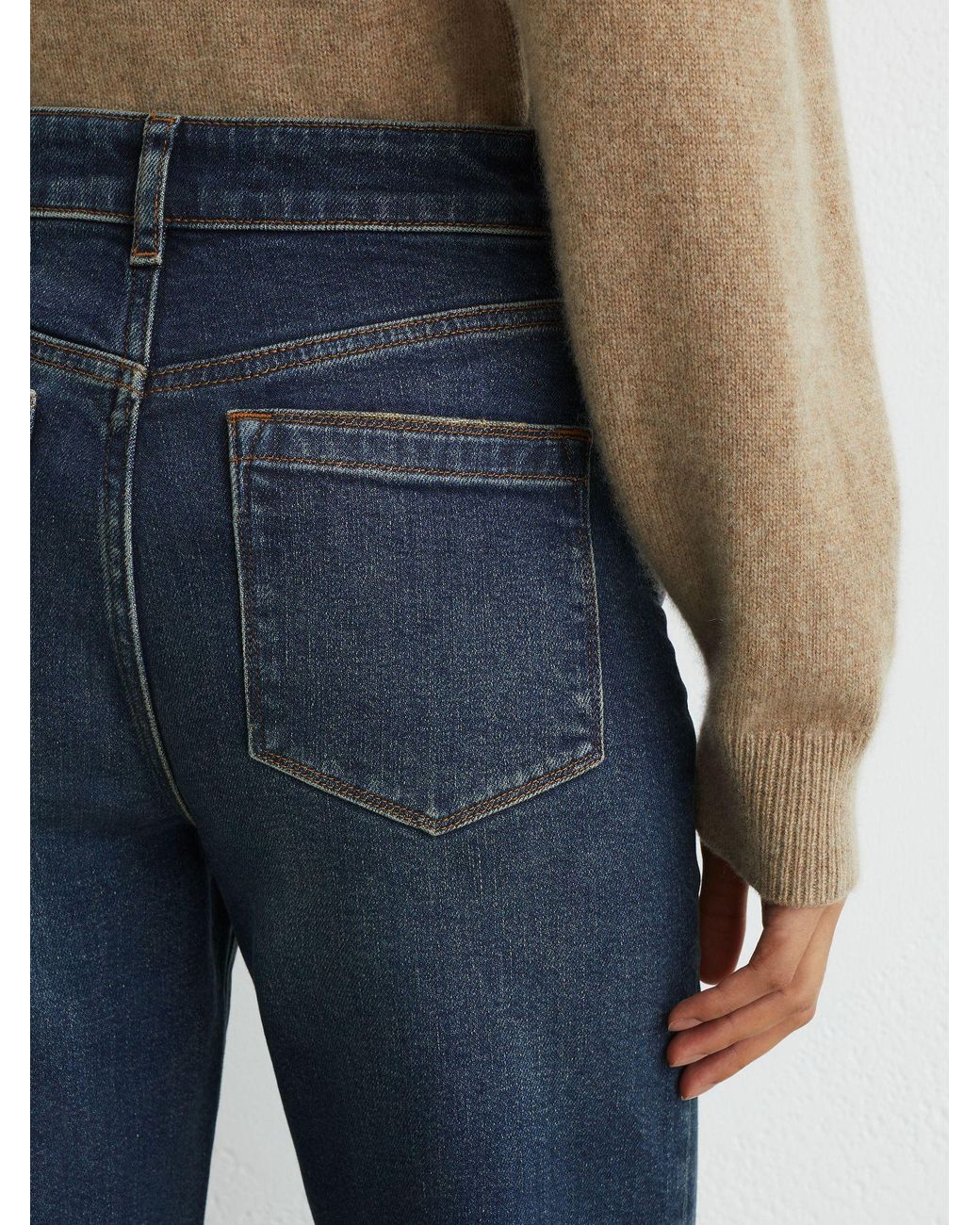 Reiss Blue Mid Andi Tall High-Rise Bootcut Jeans