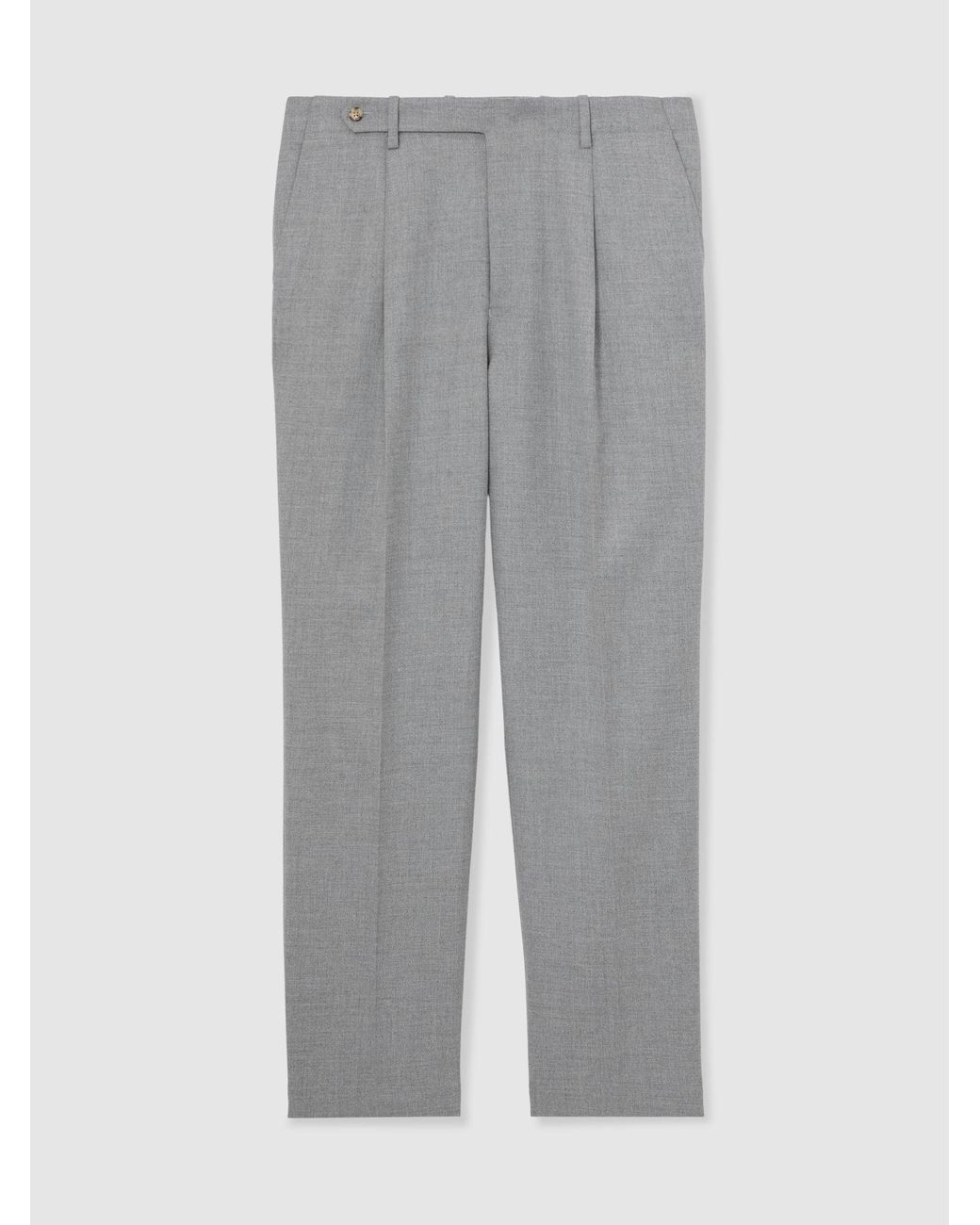 Reiss Gray Tailored-Fit Pleated Suit Trousers for men