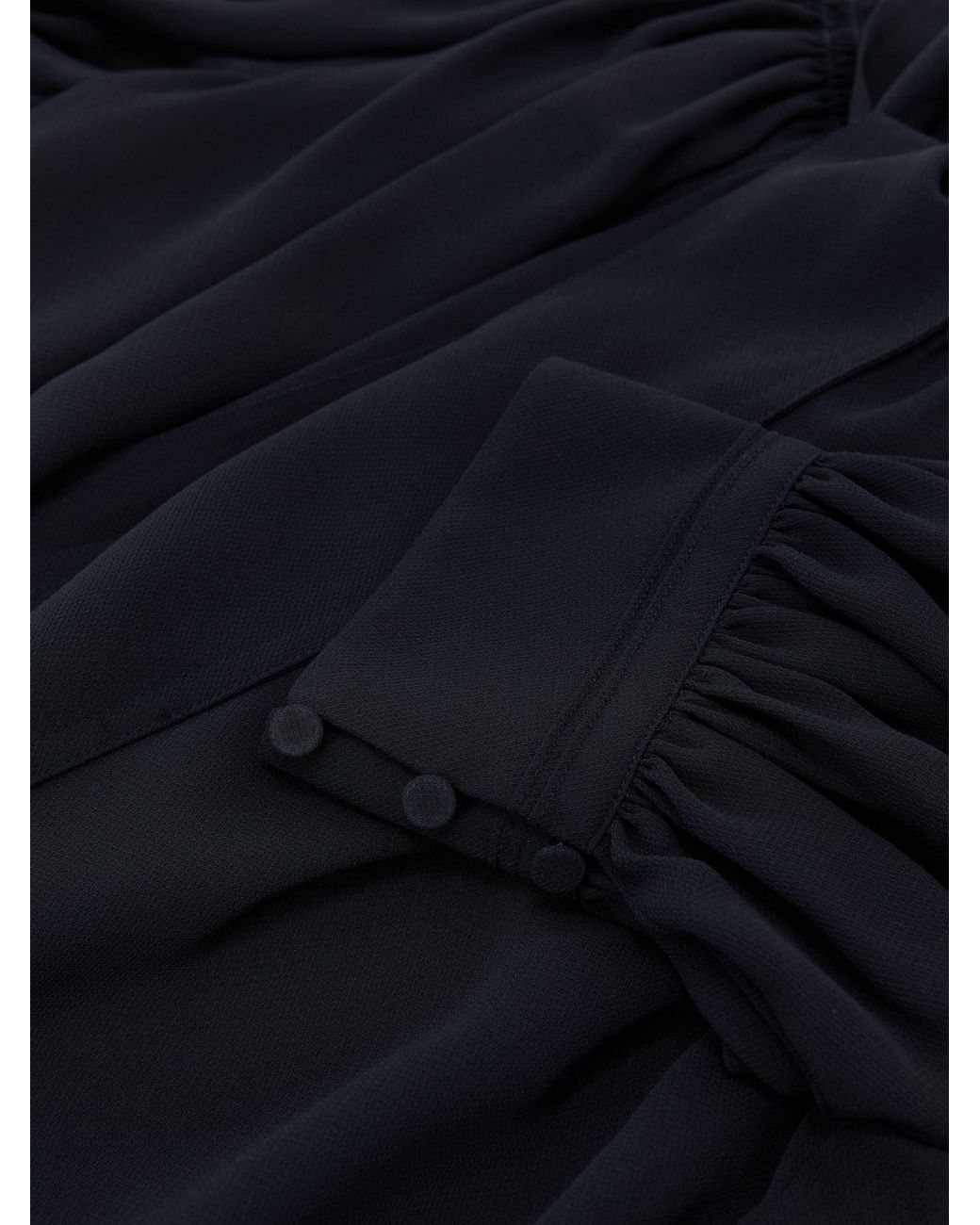 Reiss Blue Tie-Neck Short-Sleeve Blouse
