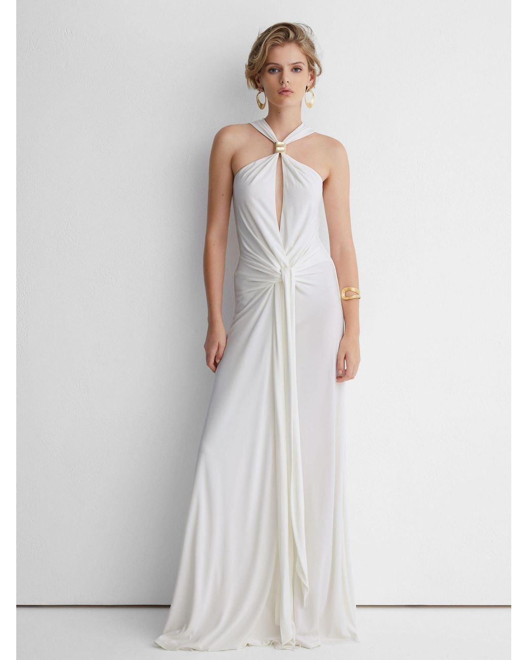 ATELIER Black Hardware-detail Draped Maxi Dress