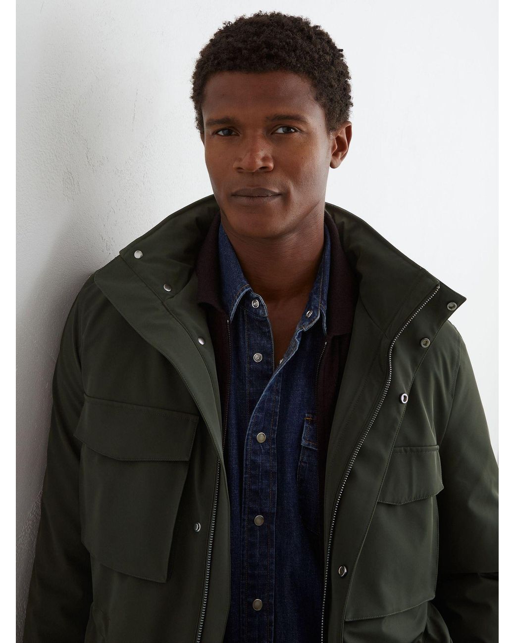 Reiss Green Four-Pocket Hooded Jacket With Removable Gilet for men