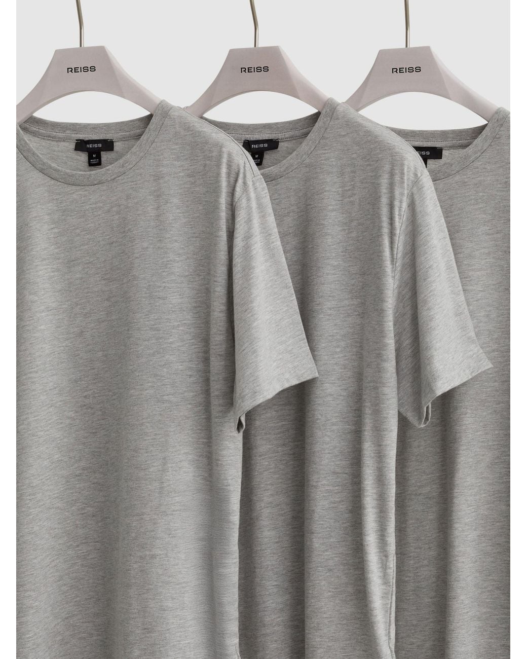 Reiss Gray 3 - Grey Melange Bless 3 Pack Cotton Crew-neck Tailored-fit T-shirts 3-pack, Xl for men