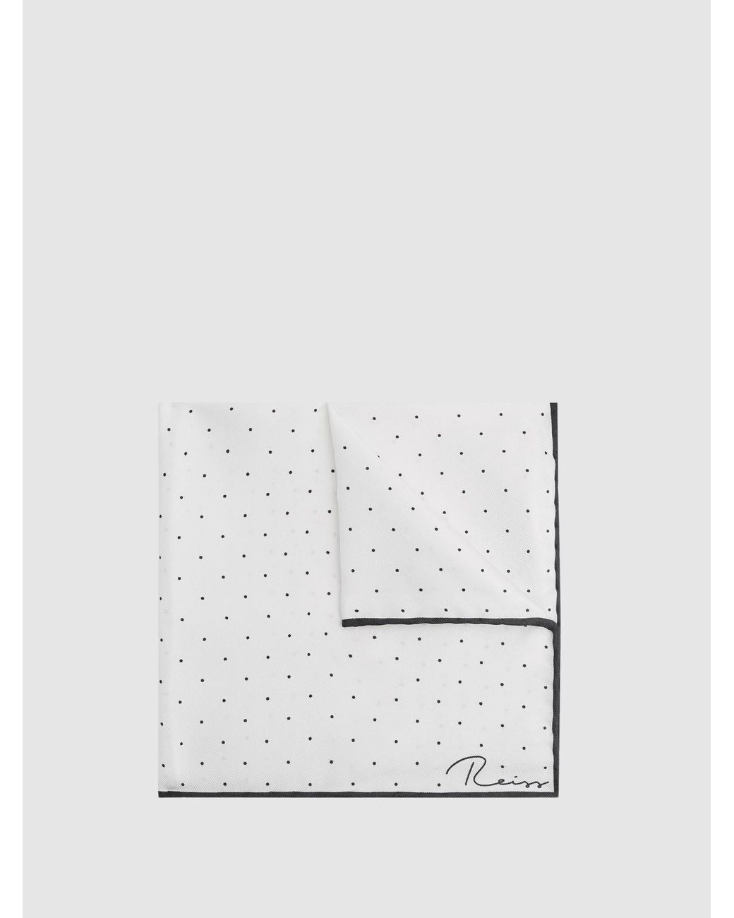 Reiss Gray Liam - White Liam Polka Dot Silk Pocket Square, One for men