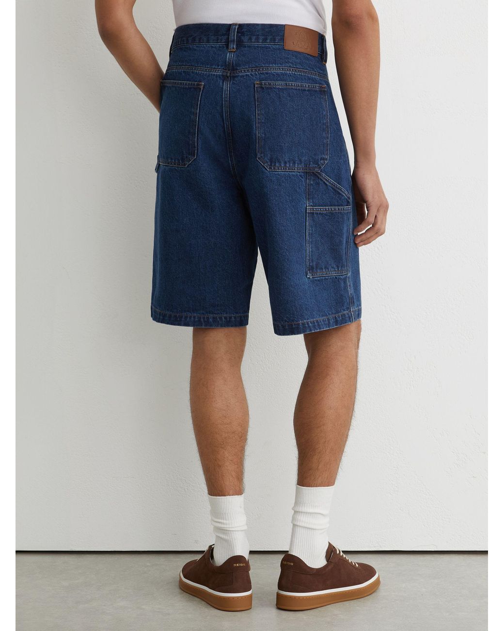 Reiss Blue Monogram Relaxed-Fit Denim Shorts for men