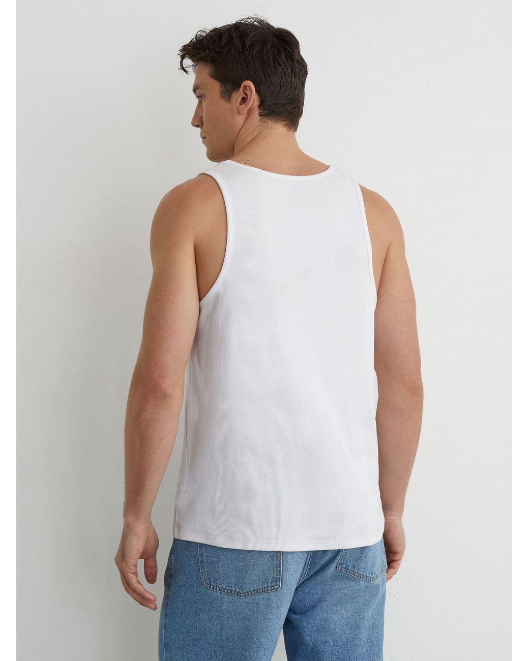 Reiss White Stretch-Cotton Ribbed Vest for men