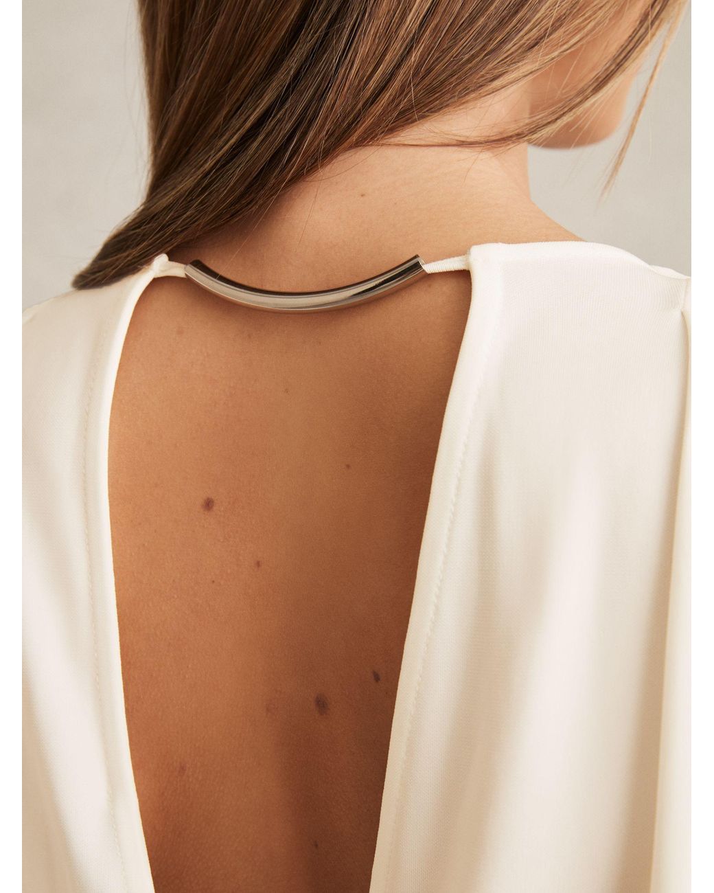 Reiss Natural Milena Jersey Draped Bodycon Maxi Dress