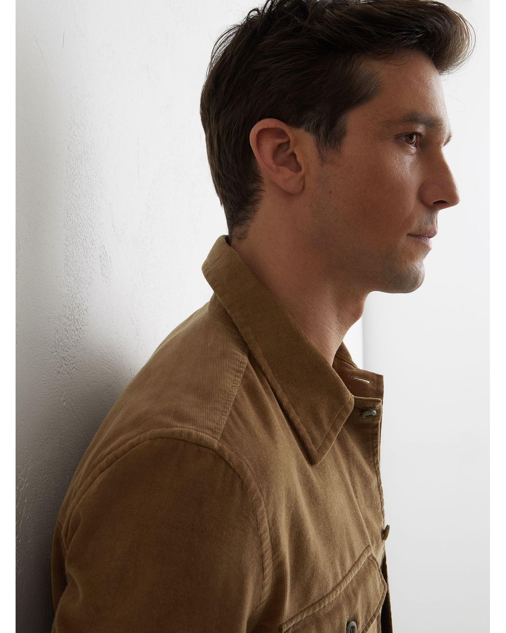 Reiss Brown Corduroy Twin-Pocket Overshirt for men