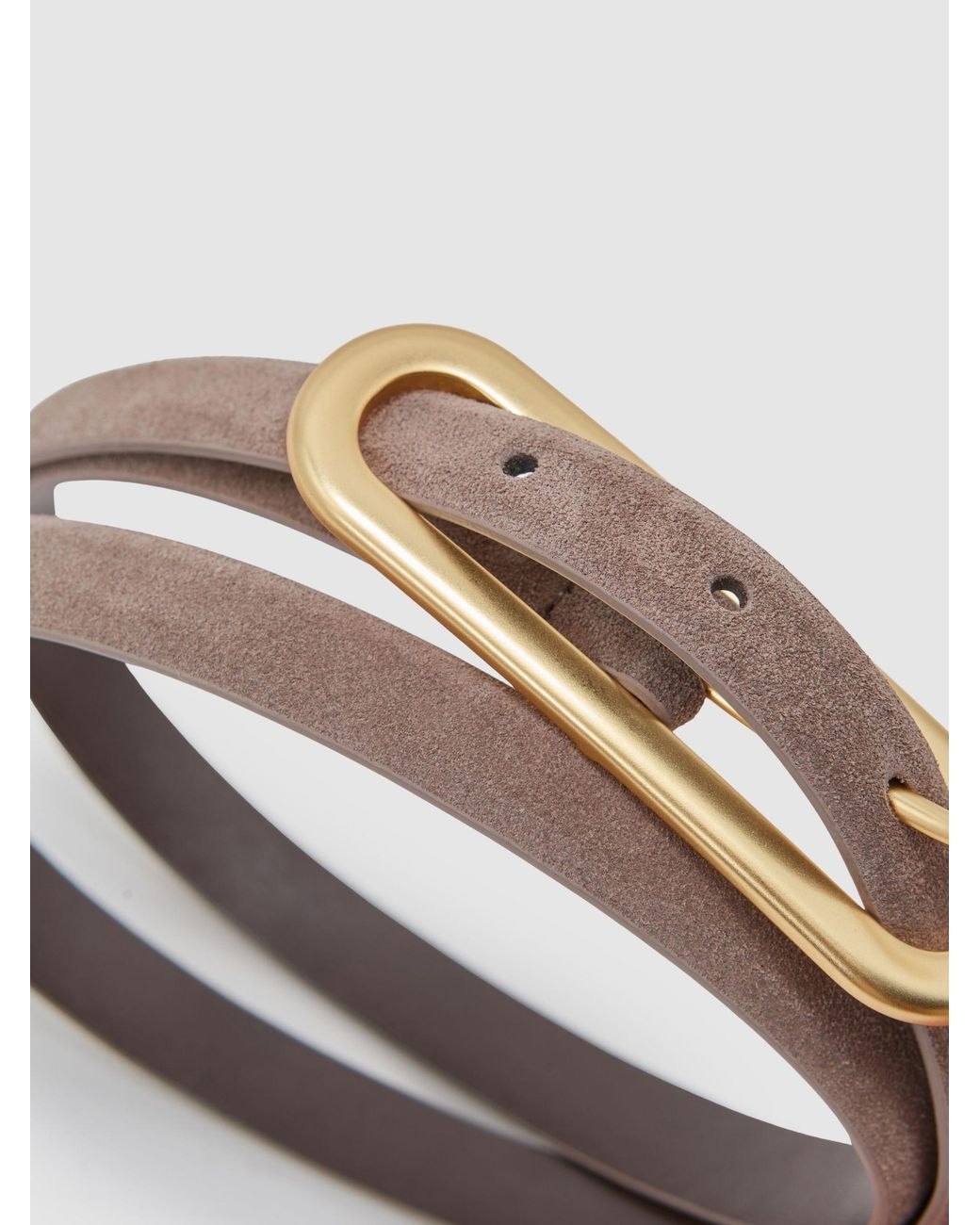 Reiss Gray Chaya Thin Leather Elongated Buckle Belt