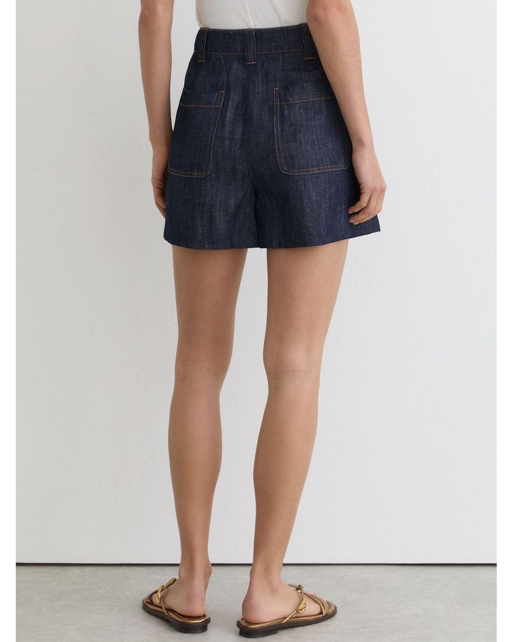 Reiss Blue Linen Chambray Shorts